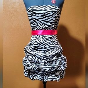 Strapless animal print dress